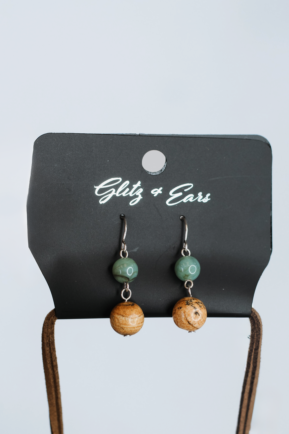 Leather & Bead Necklace w/ Hammered Metal Teardrop Pendant