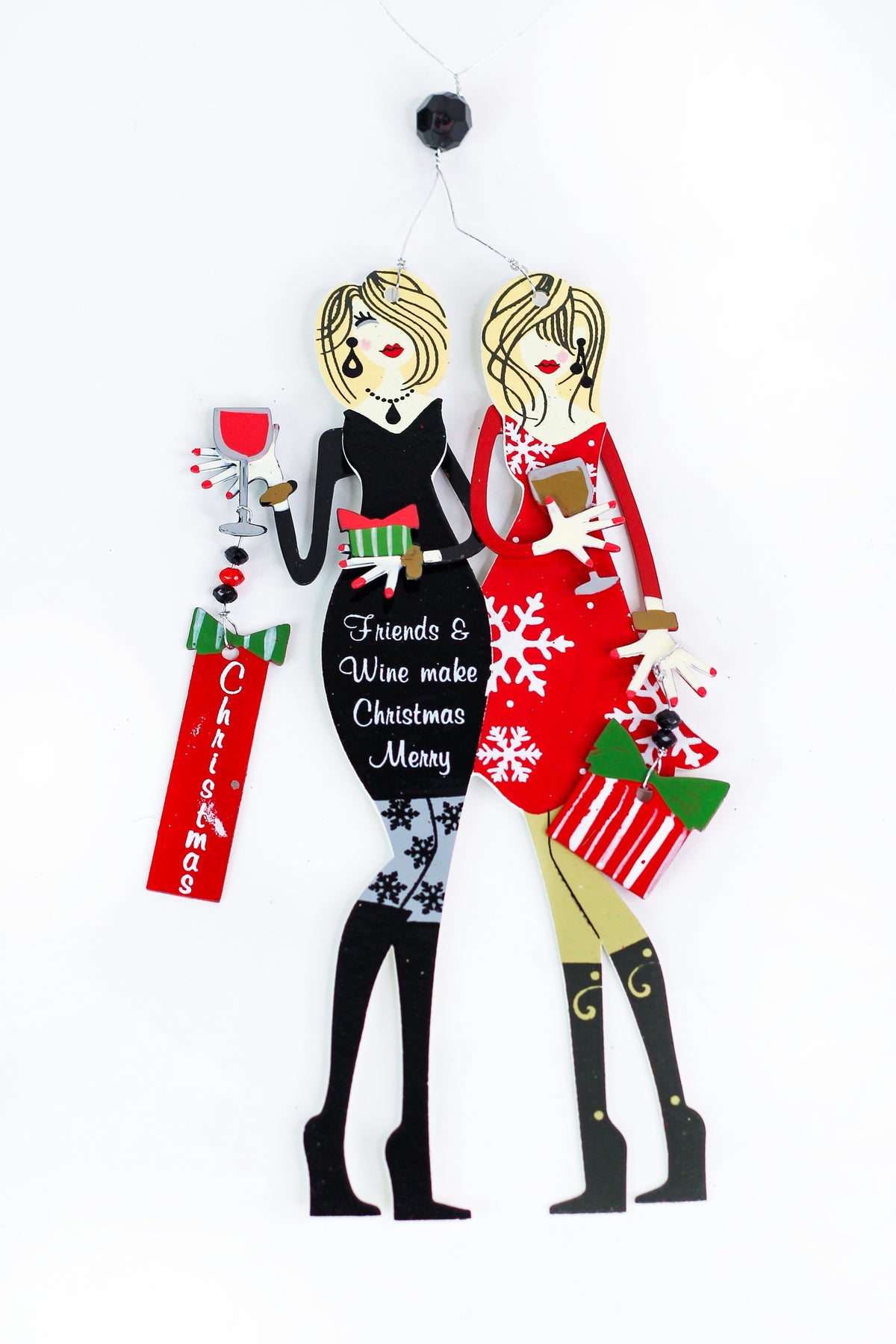 "Friends & Wine" Christmas Wine Charm & Magnet