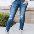 High Rise Distressed Ankle Skinny Jean