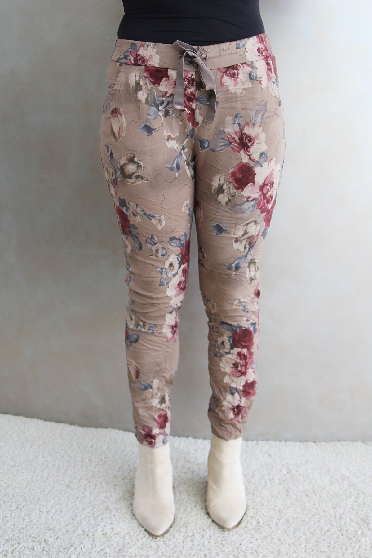 Floral Print Crinkle Joggers