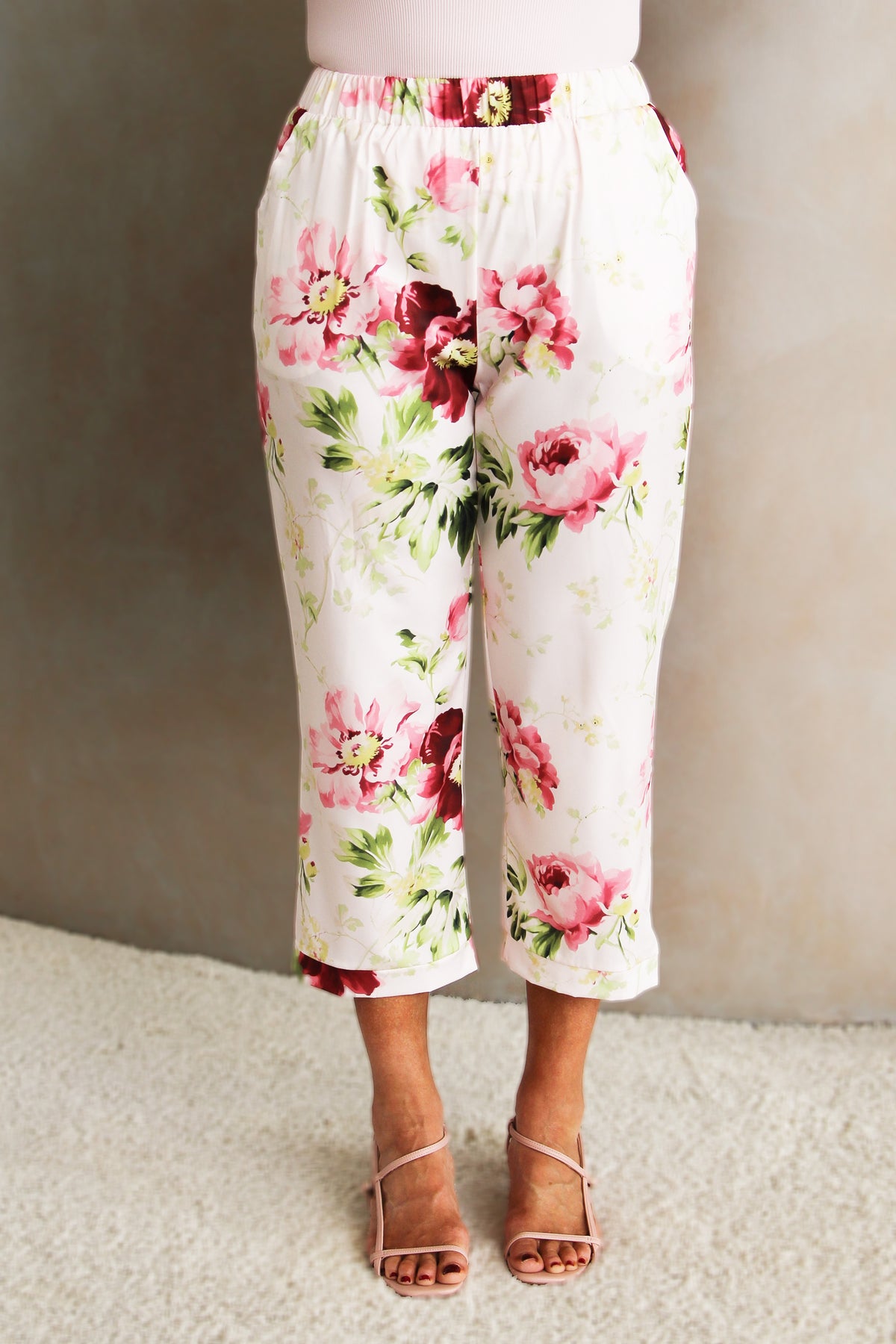 Cuffed Floral Print Pants