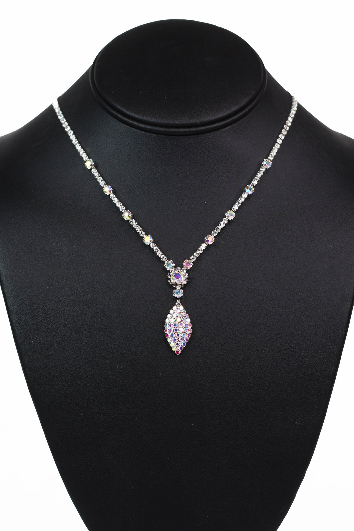 Flower &amp; Filled Almond Stone Dangle Necklace - Glitz &amp; Ears Boutique