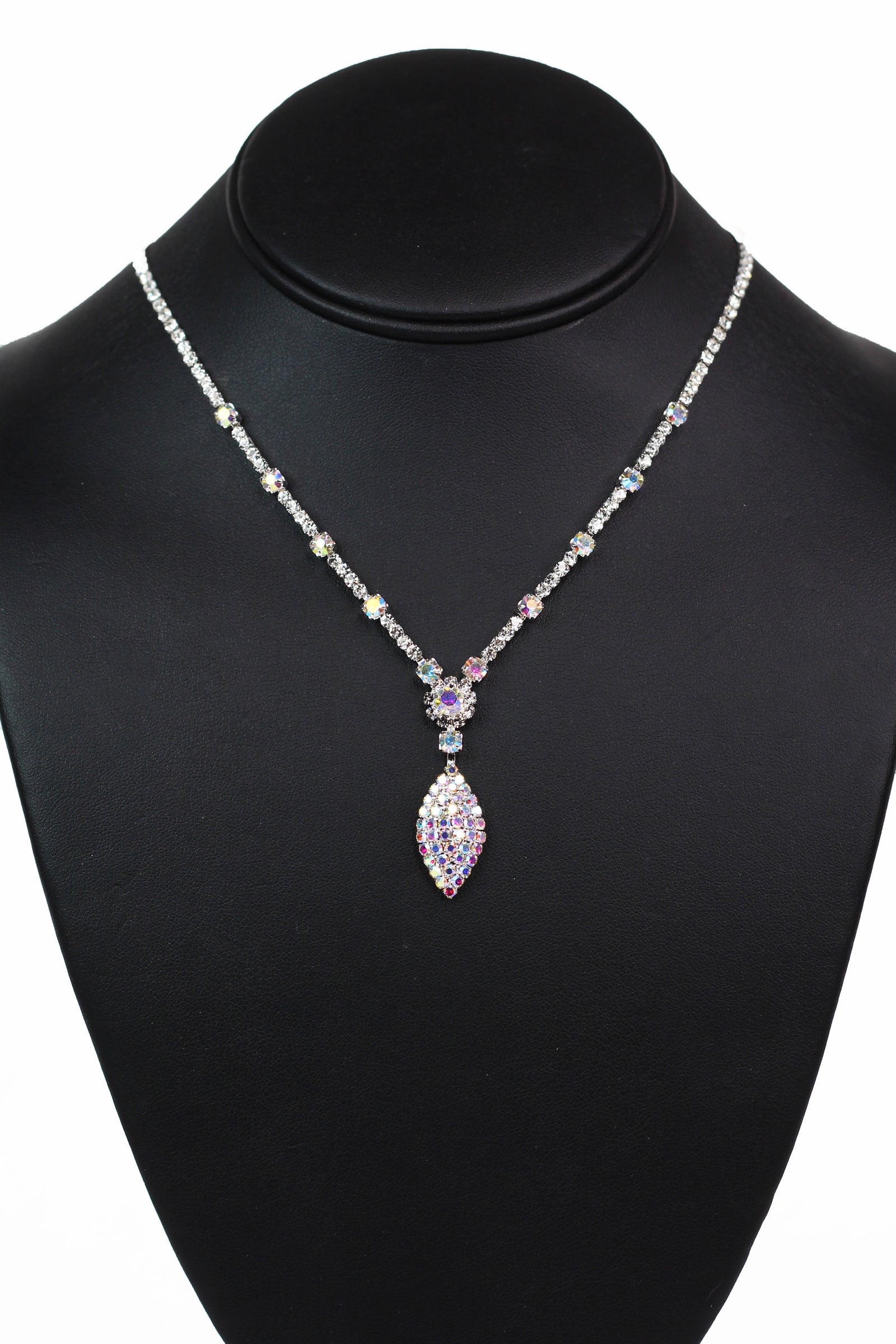 Flower & Filled Almond Stone Dangle Necklace - Glitz & Ears Boutique