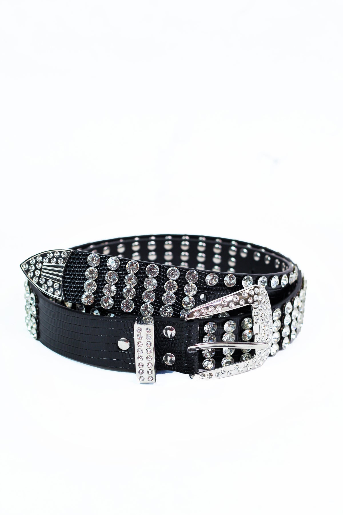Four Row Rhinestone Covered Belt
