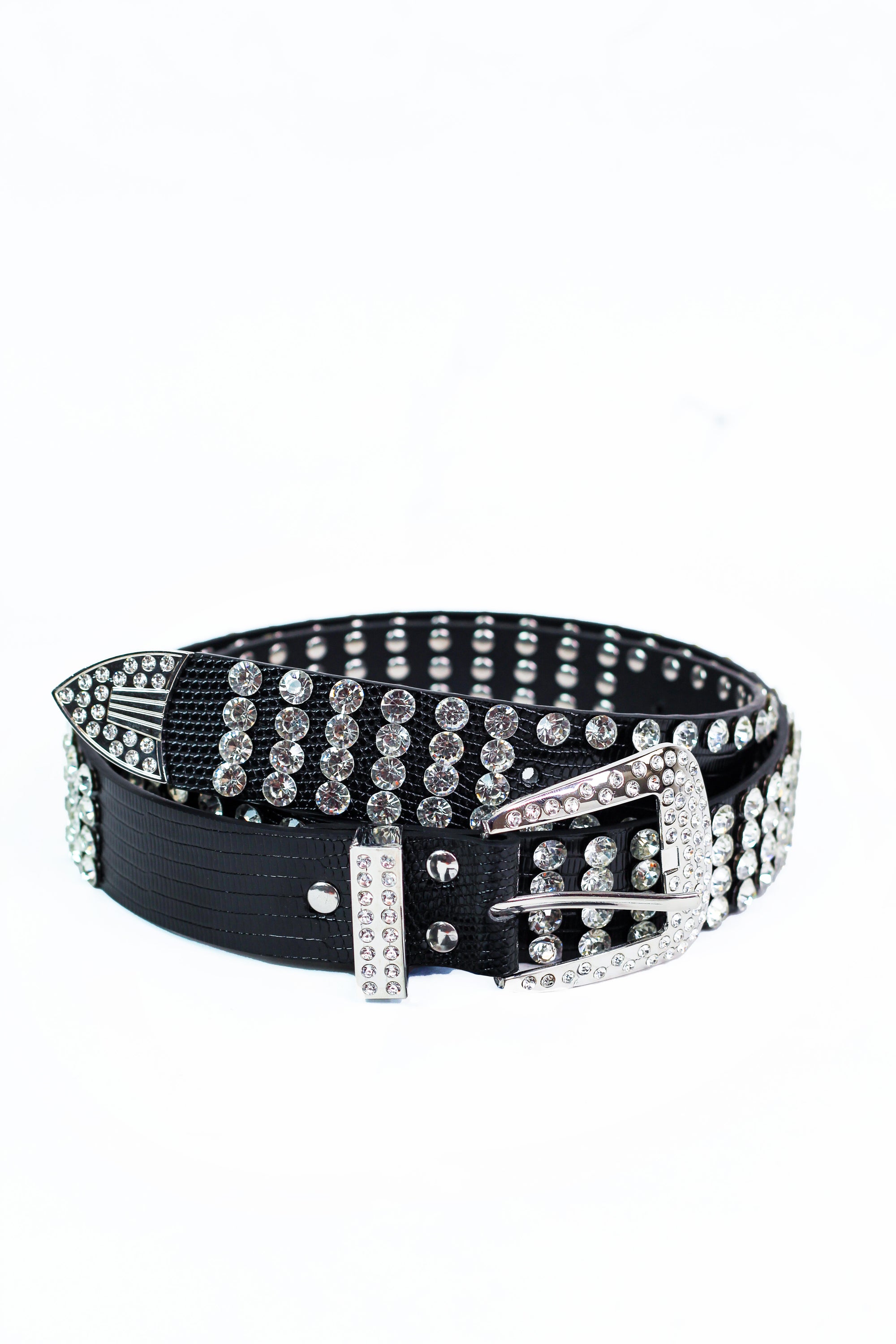 Four Row Rhinestone Covered Belt