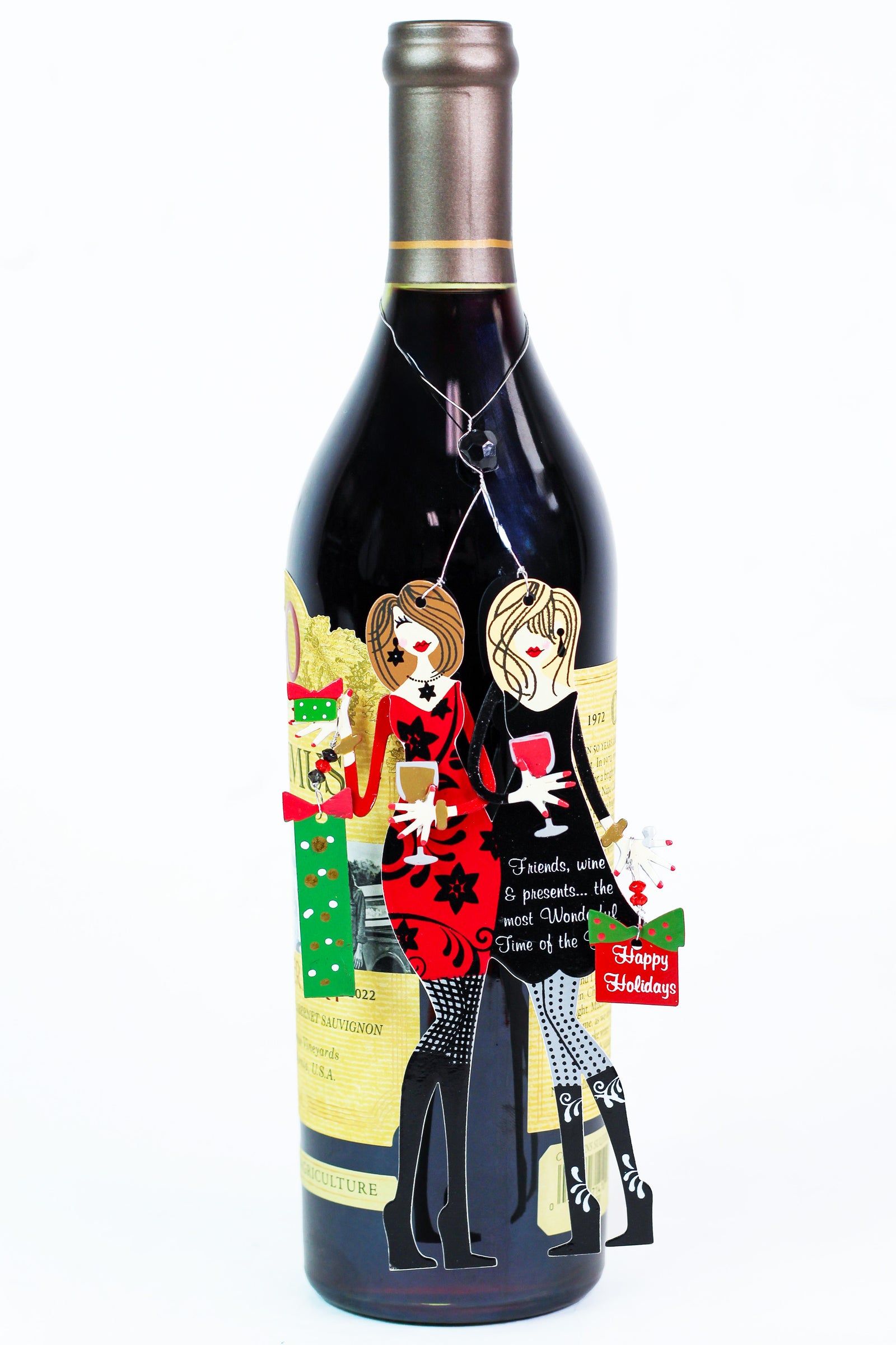 "Wine & Presents" Christmas Wine Charm & Magnet