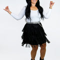 Tiered Fringe Mini Skirt