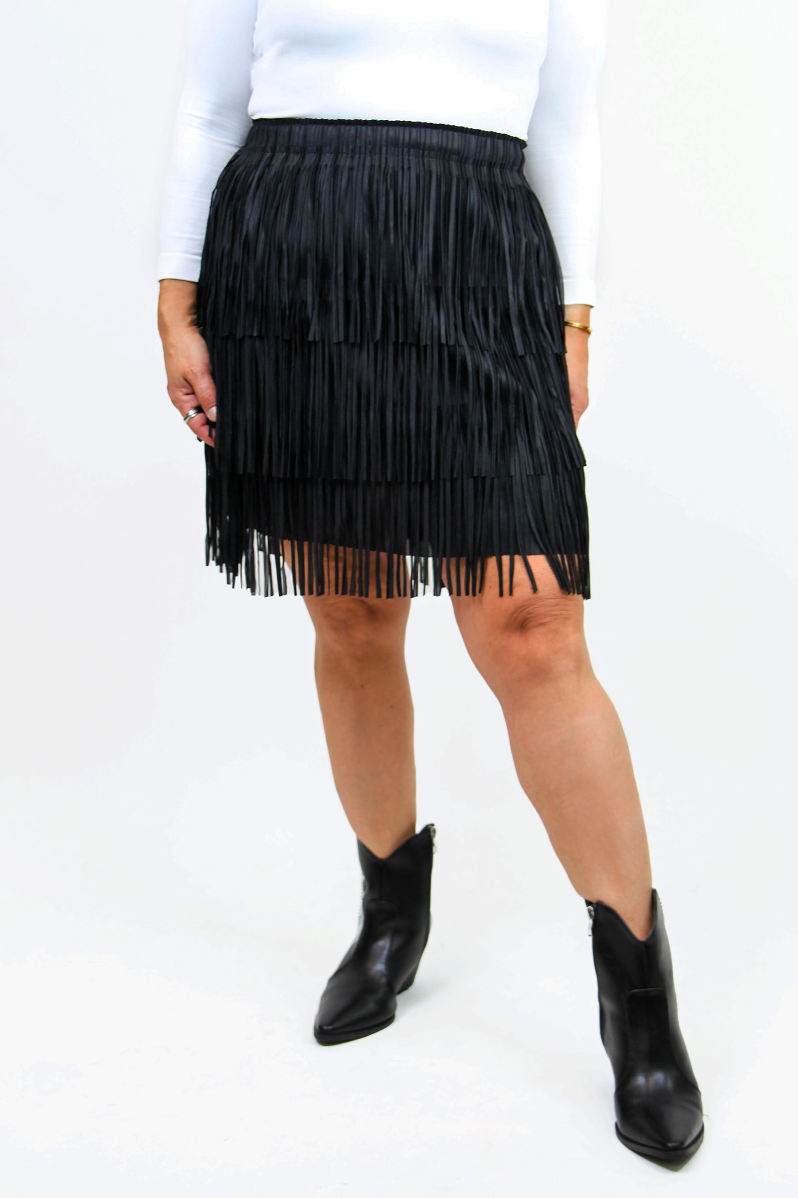 Tiered Fringe Mini Skirt