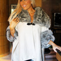 Faux Suede Cape w/ Faux Fur Trim & Toggle Closure