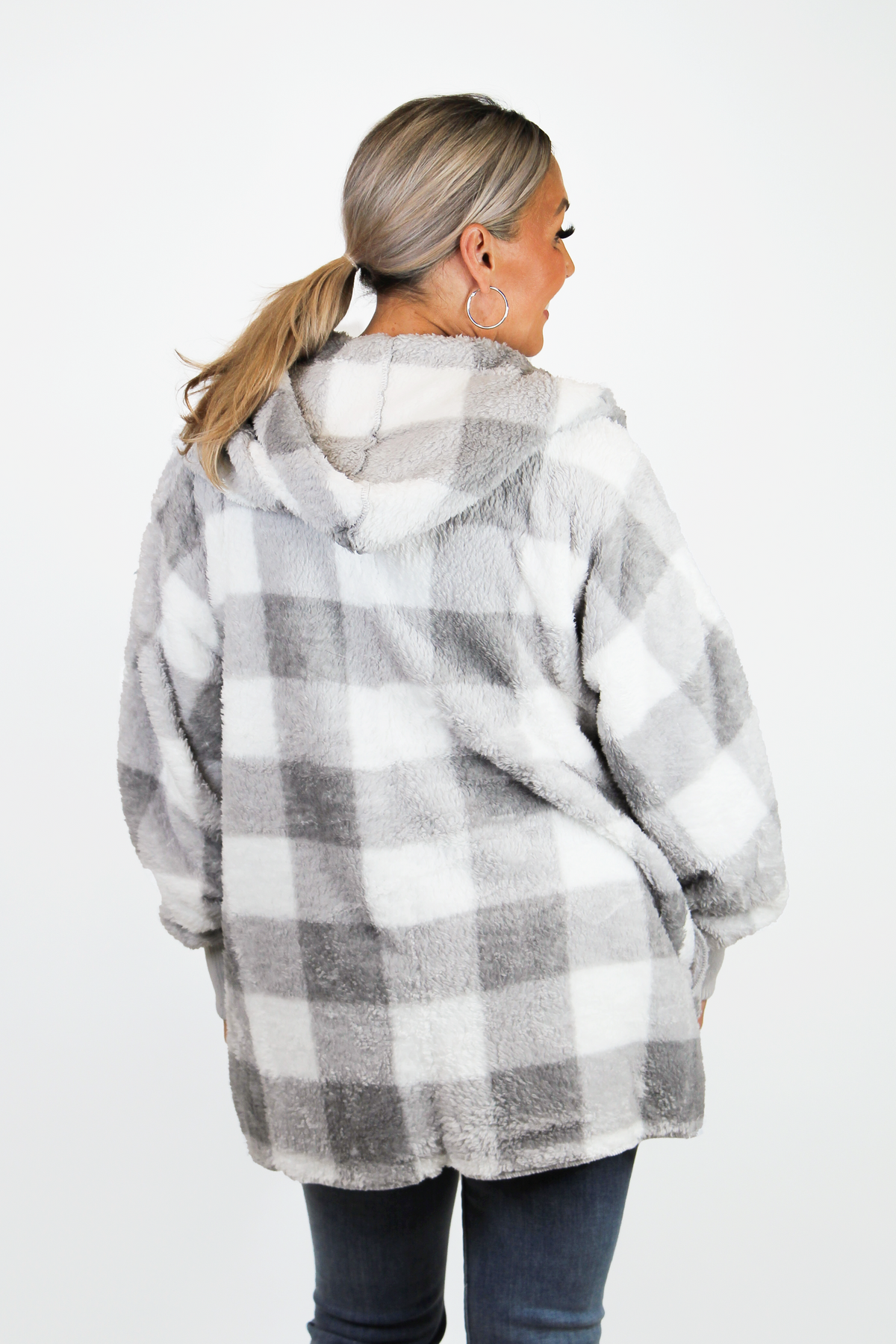 Furry Hooded Open Jacket