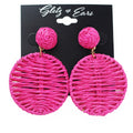 Raffia Knot & Dangling Circle Earrings