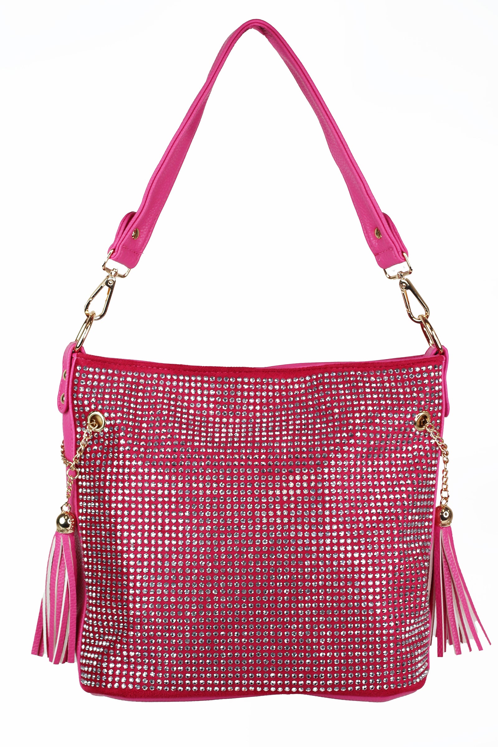 Rhinestone Front Purse w/ Side Tassels