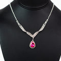 Rhinestone Twist V Teardrop Dangle Necklace