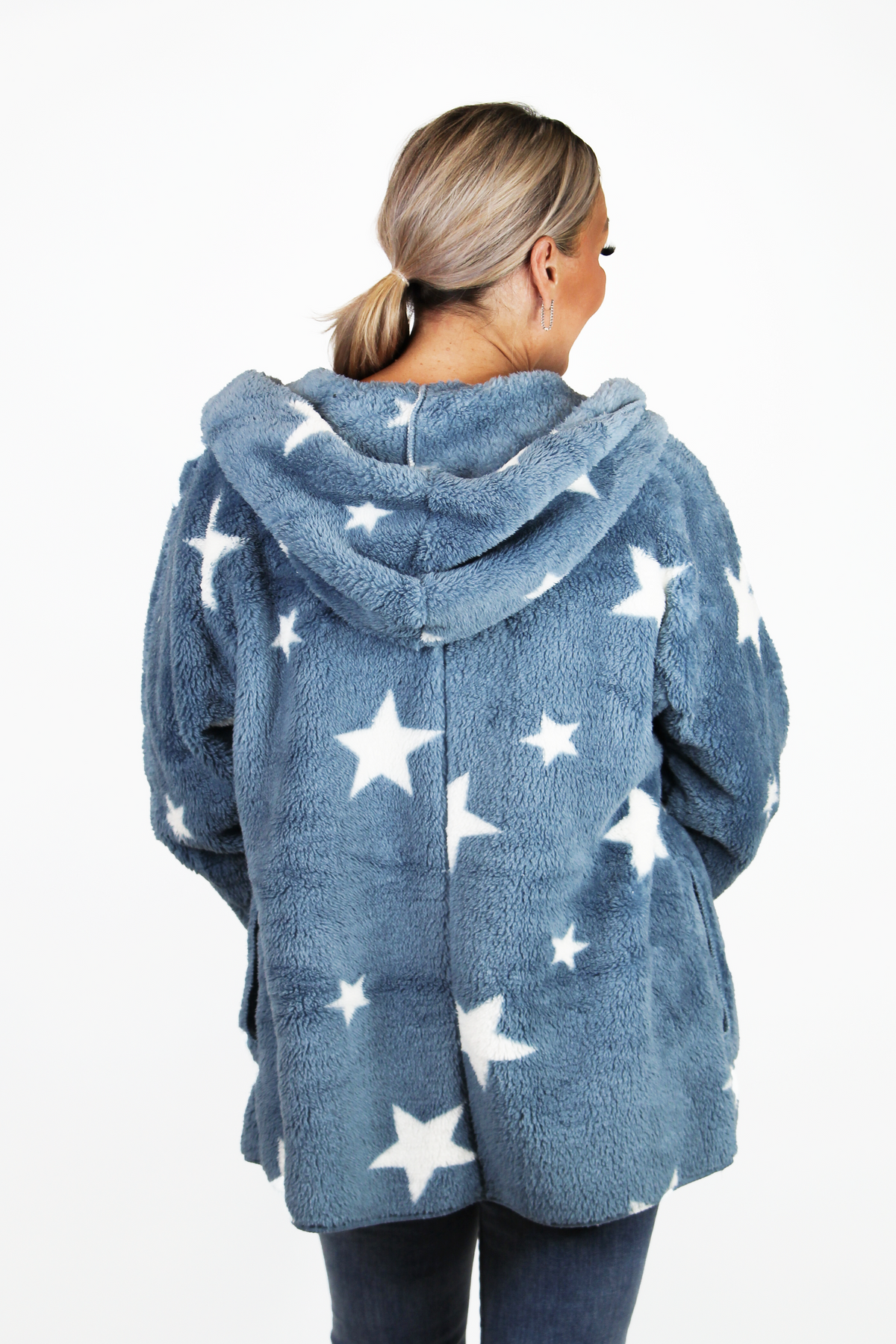 Furry Hooded Open Jacket