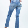 High Rise Distressed Straight Raw Hem Cropped Jeans