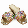 Metallic Slides w/ Multicolor Chunky Rhinestone Band