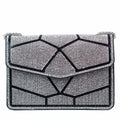 Geometric Design All Rhinestone Front Flap Clutch