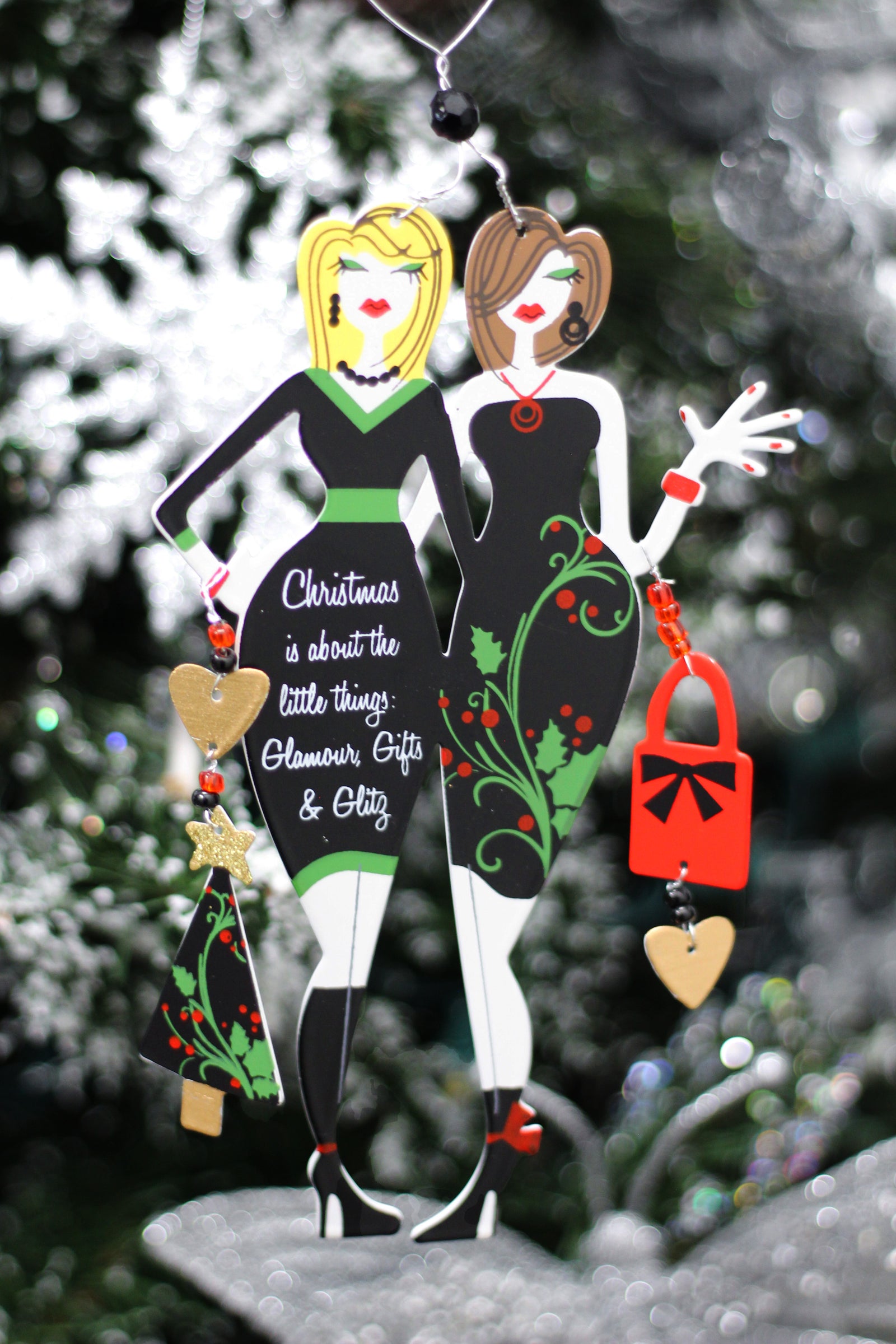 "Glamour" Divas Metal Christmas Ornament