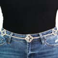 2 Row Rhinestone & Open Clovers Chain Belt