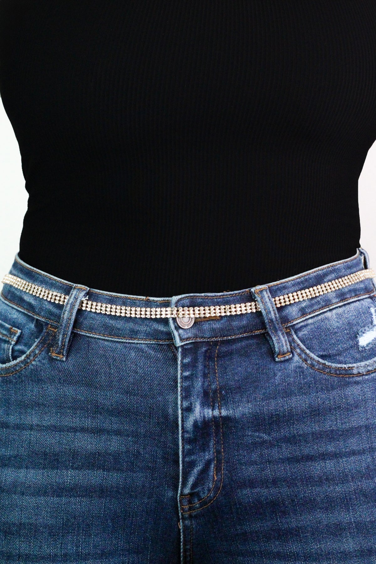 3 Row Rhinestone Chain Belt