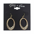 Open Dangling Stone & Metal Oval Earrings