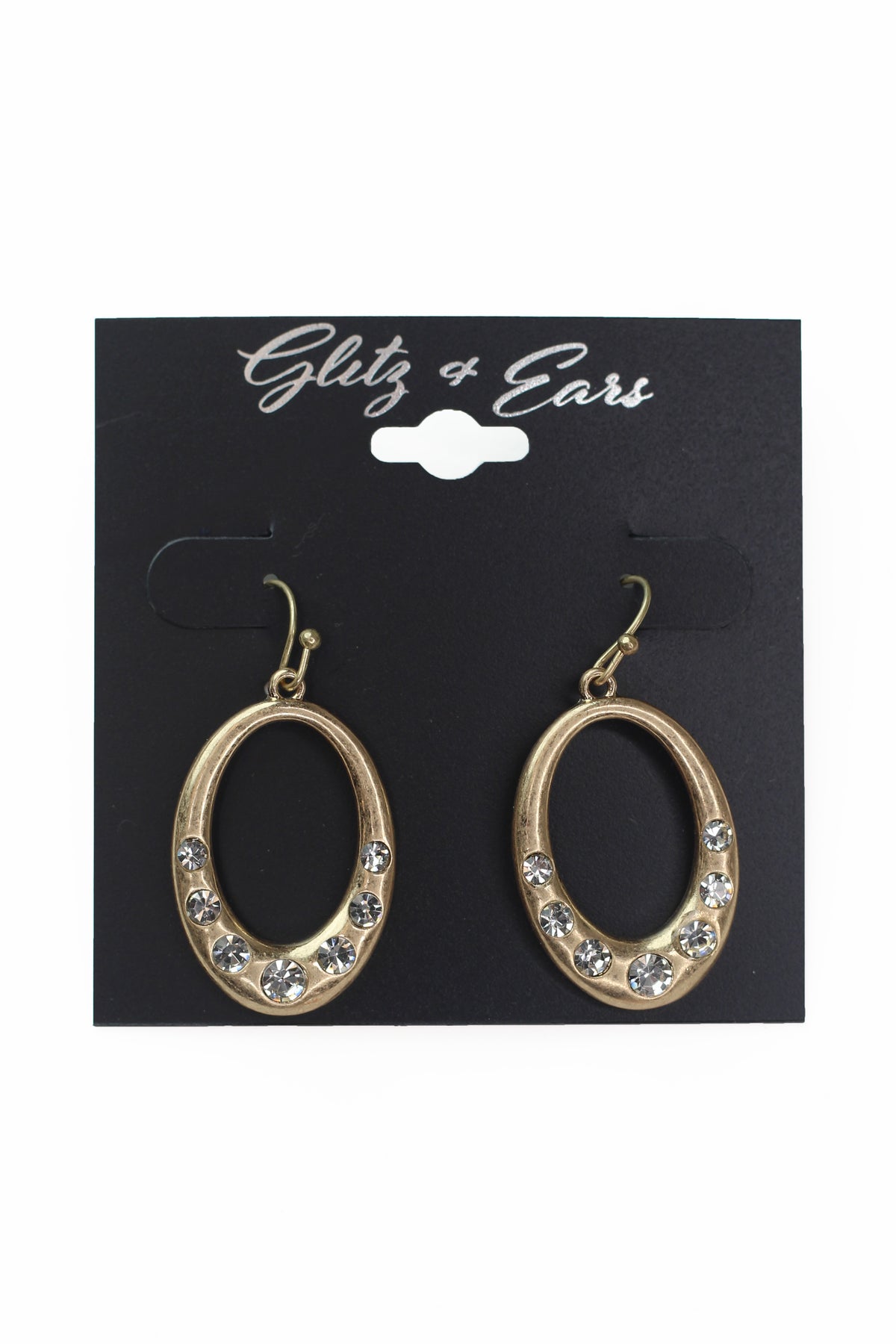 Open Dangling Stone & Metal Oval Earrings