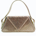 Baguette & Rhinestone Covered Triangle Single Handle Evening Bag
