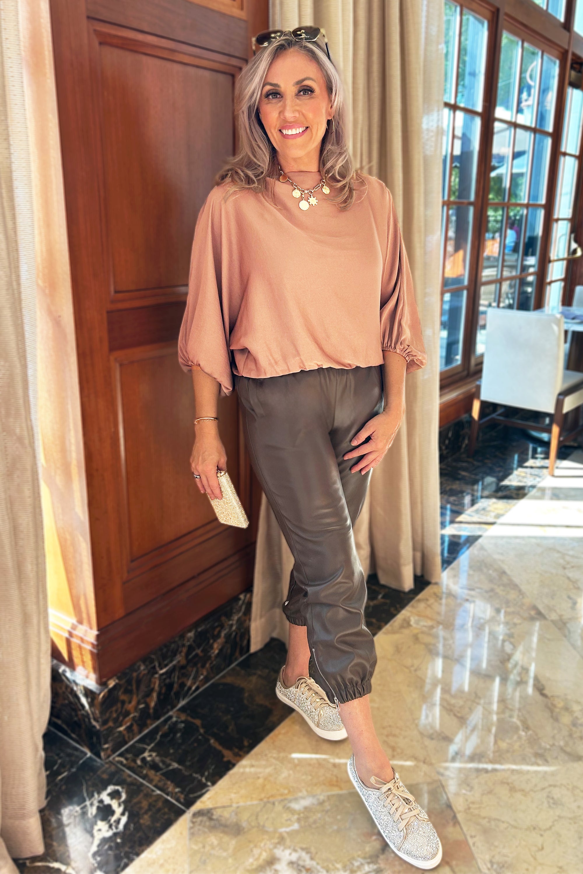 Boat Neck Balloon Sleeve Top