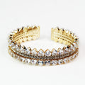 Heart Stones Trimmed Pave Cuff Bracelet