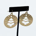 Round Metal Christmas Tree Earrings w/ Stone Accents