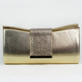 Faux Leather Clutch w/ Wide Rhinestone Closure