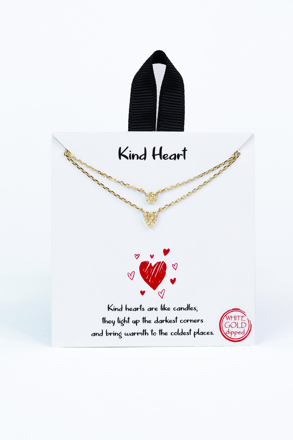 Double Chain Dainty Heart & Circle Necklace