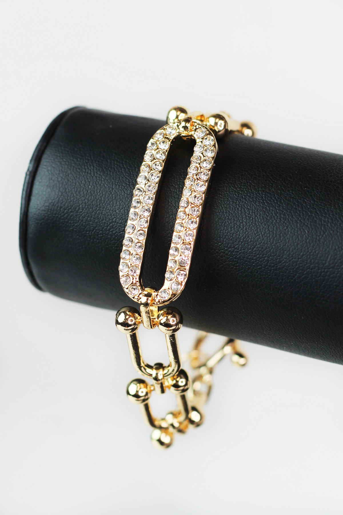 Open Rhinestone Middle U Link Bracelet