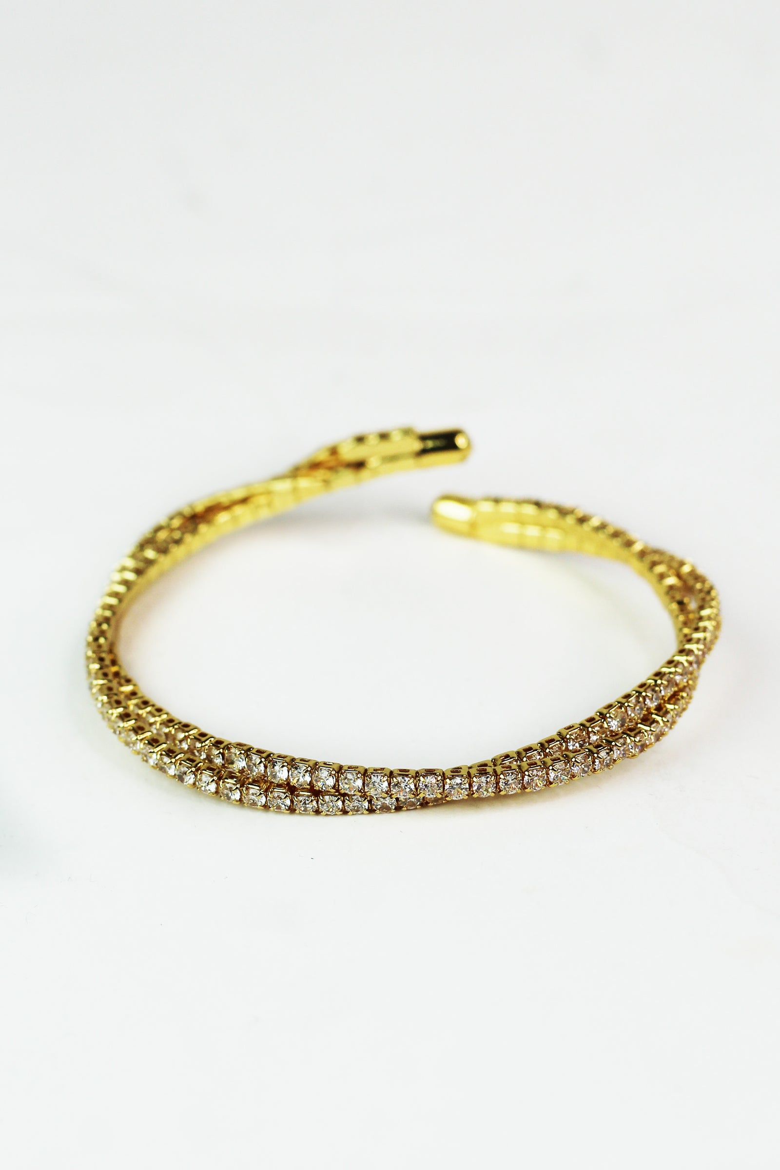 Two Row Rhinestone Thin Twist Bangle
