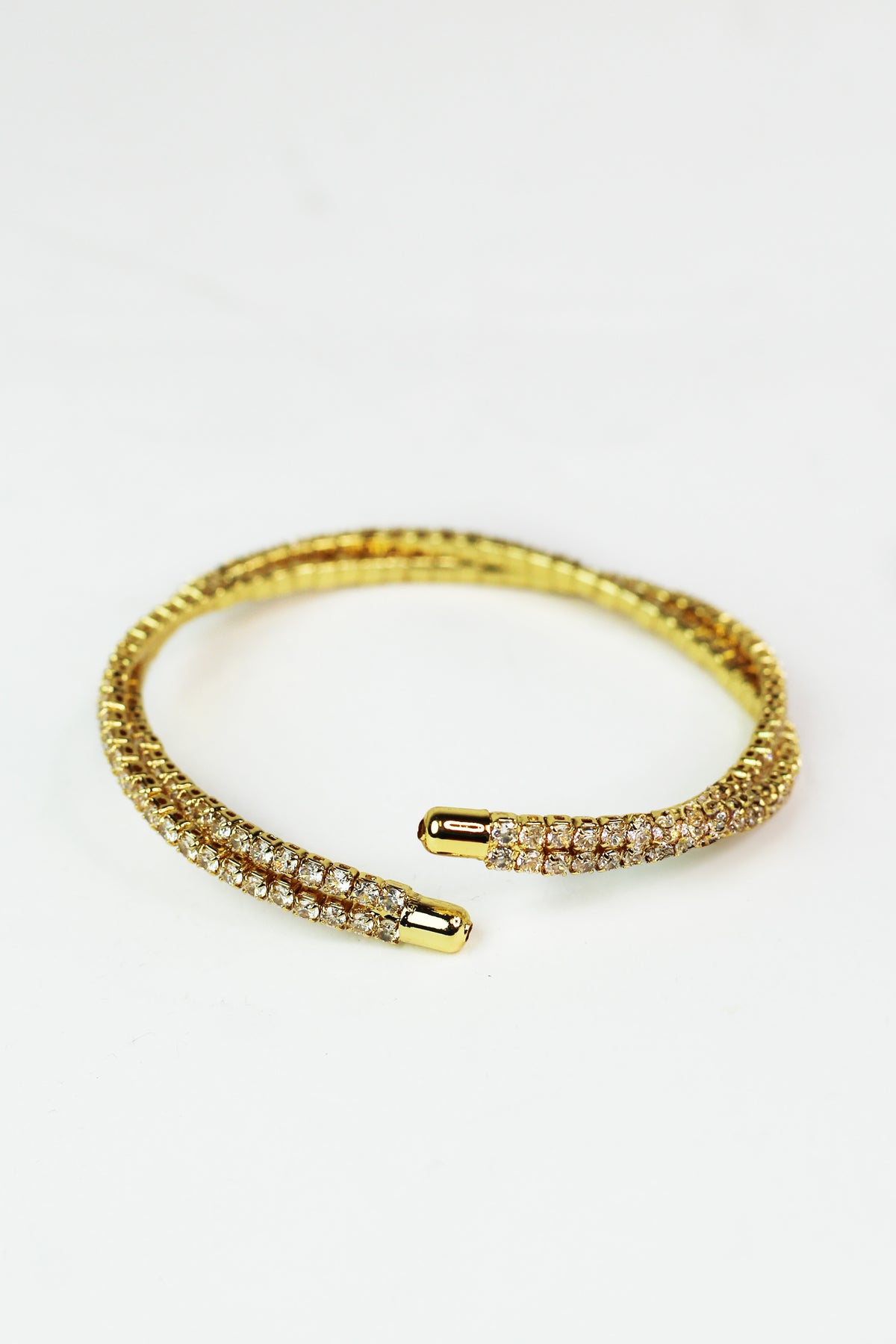 Two Row Rhinestone Thin Twist Bangle