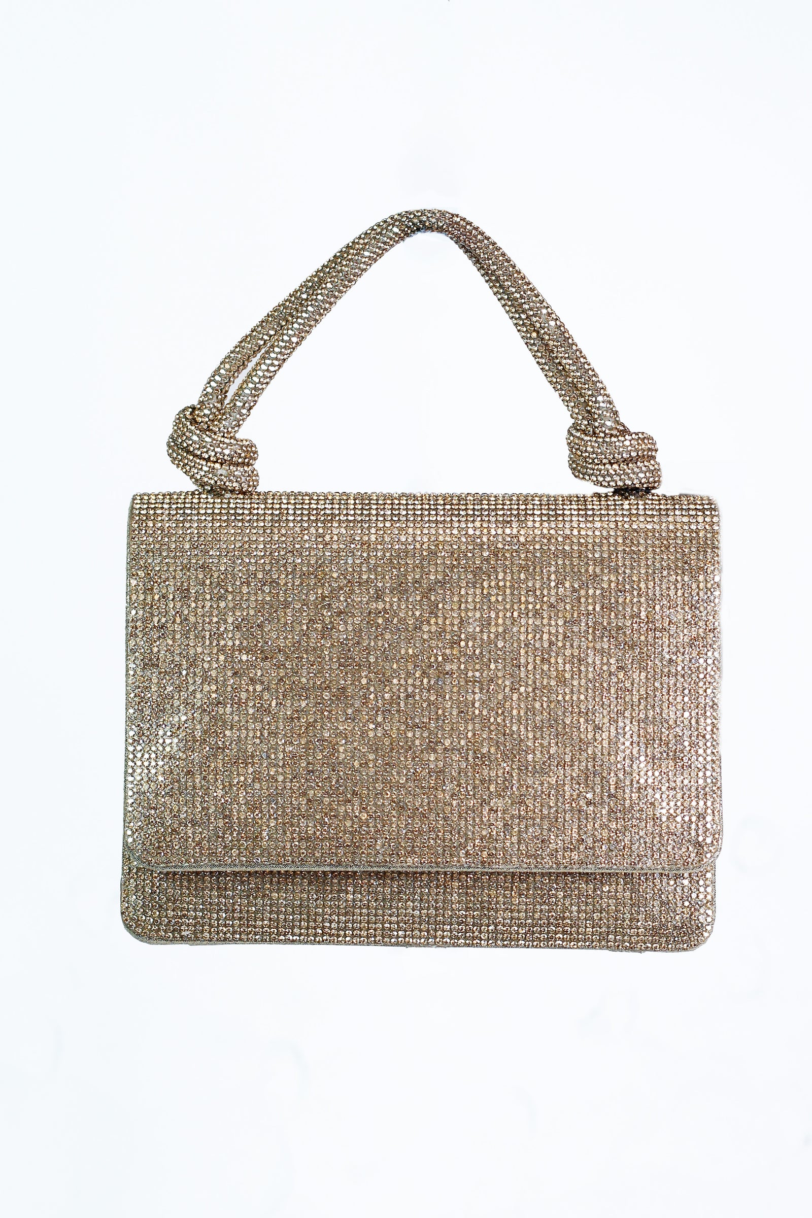 All Rhinestone Evening Clutch w/ Double Rope Handle