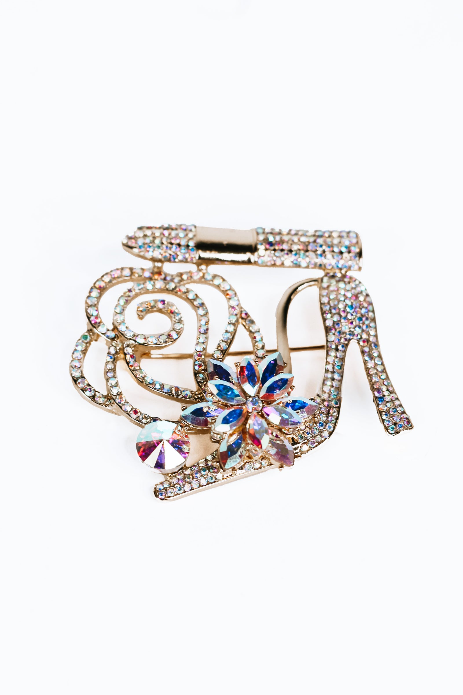 Rhinestone High Heel & Lipstick Brooch