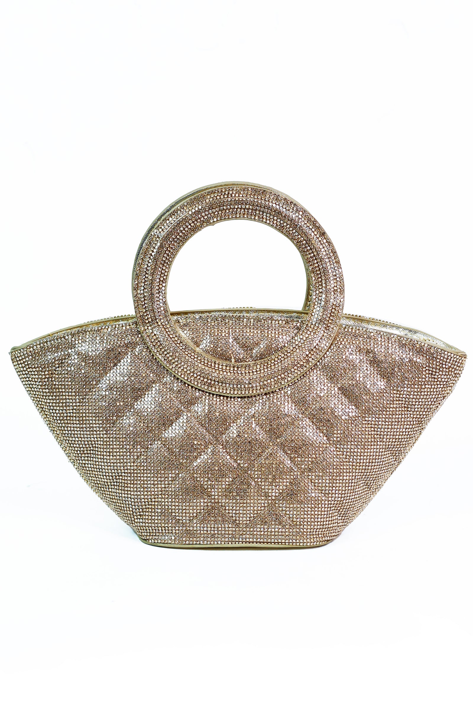 Triangle Rhinestone Evening Bag W/ Double Rounded Handle