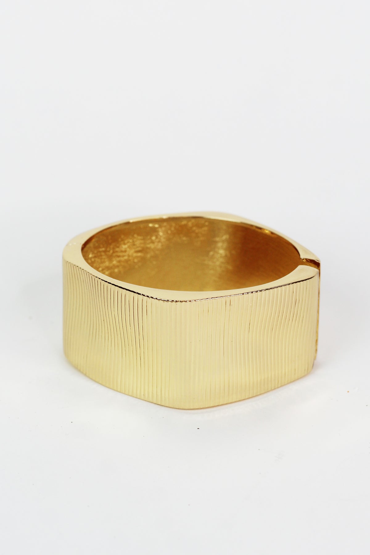 Wide Ribbed Metal Cuff Bracelet