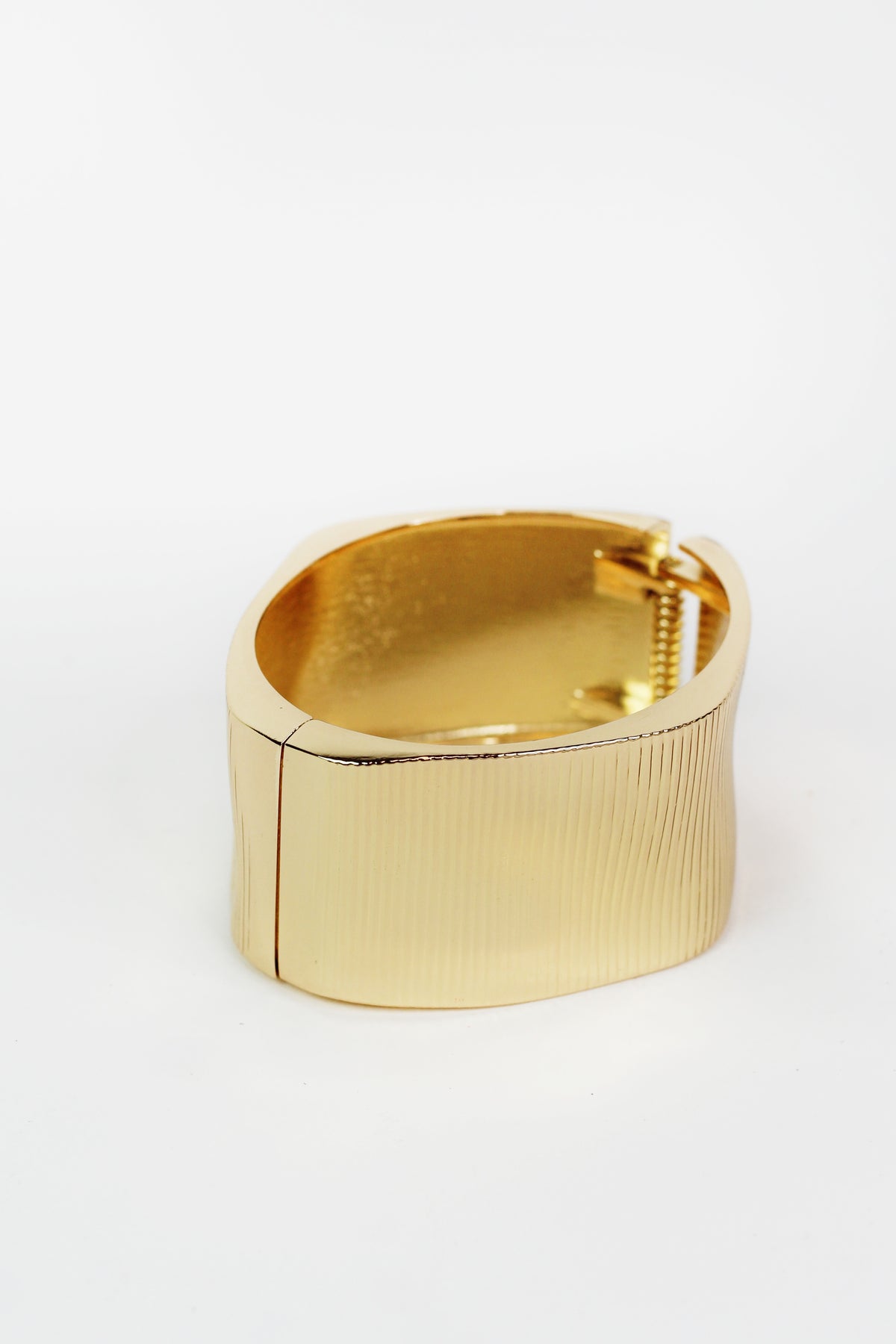 Wide Ribbed Metal Cuff Bracelet