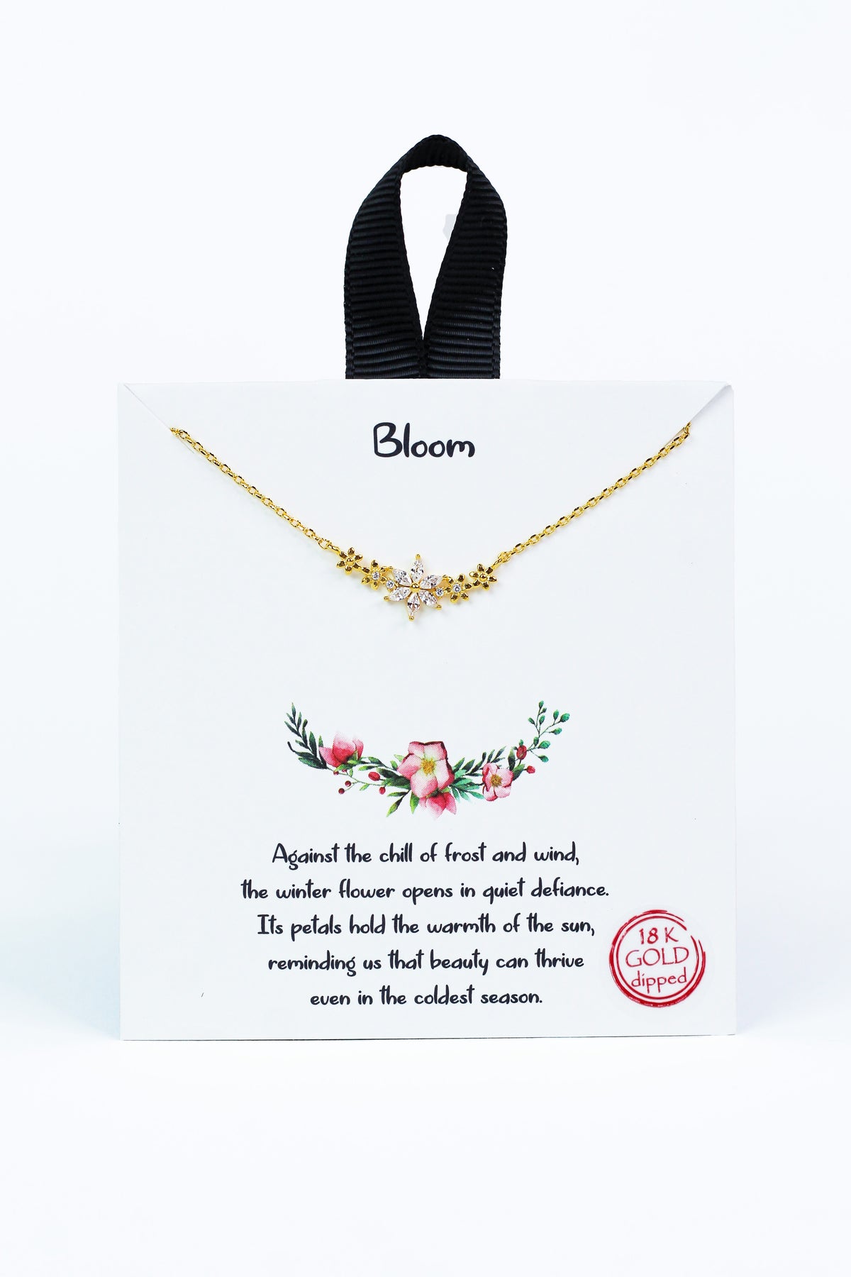 Dainty Floral Rhinestone Accent Necklace