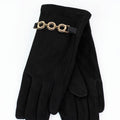 Faux Suede Gloves w/ Circle Chain Accent