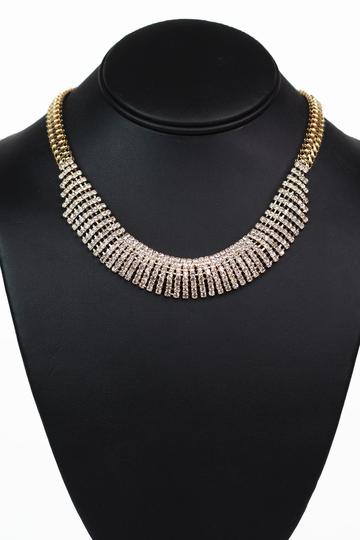 Gold Curved Rhinestone Wire Wrap Choker - Glitz &amp; Ears Boutique