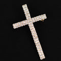 Two Row Rhinestone Cross Brooch