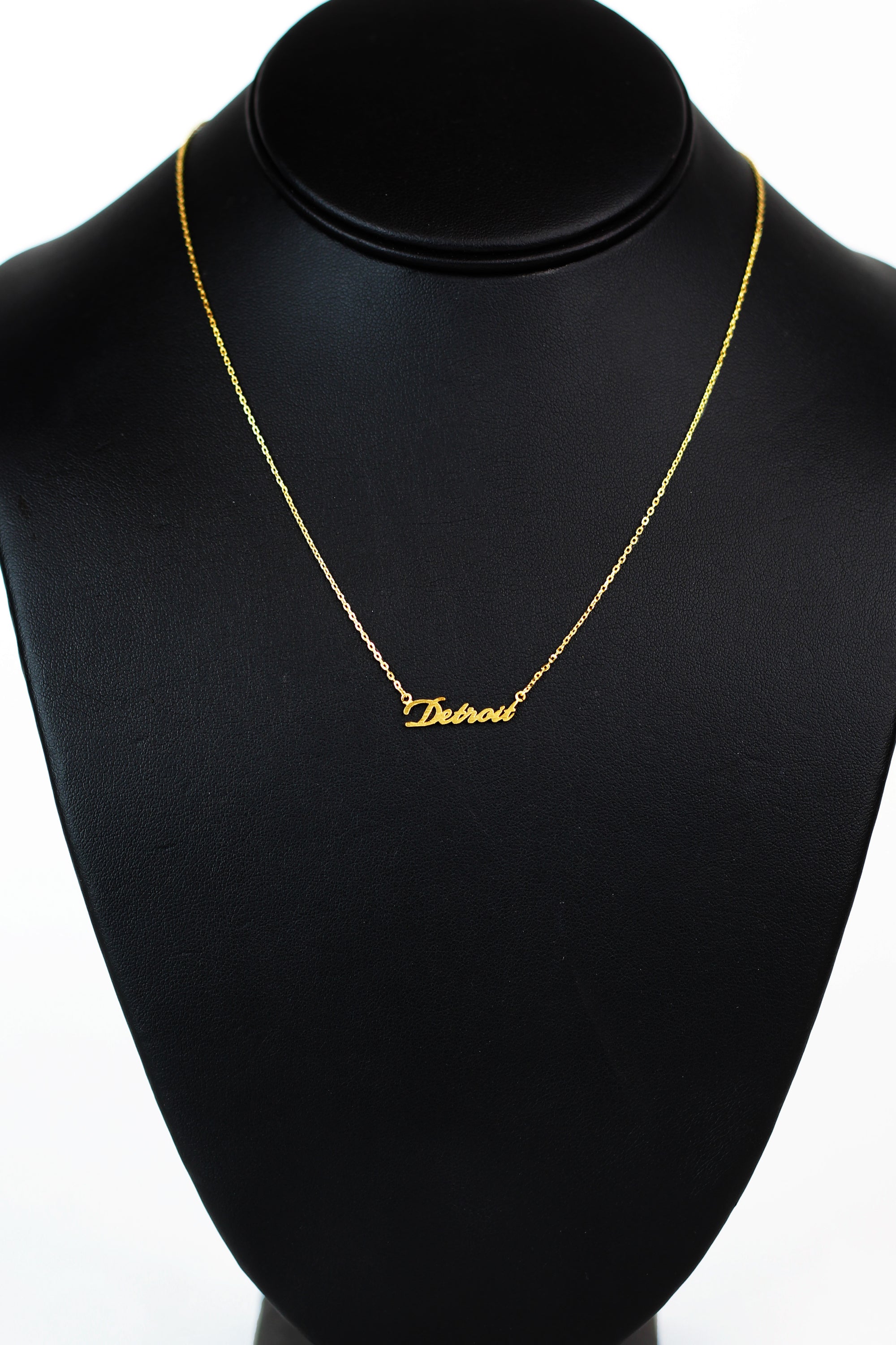 Detroit Script Dainty Chain Necklace