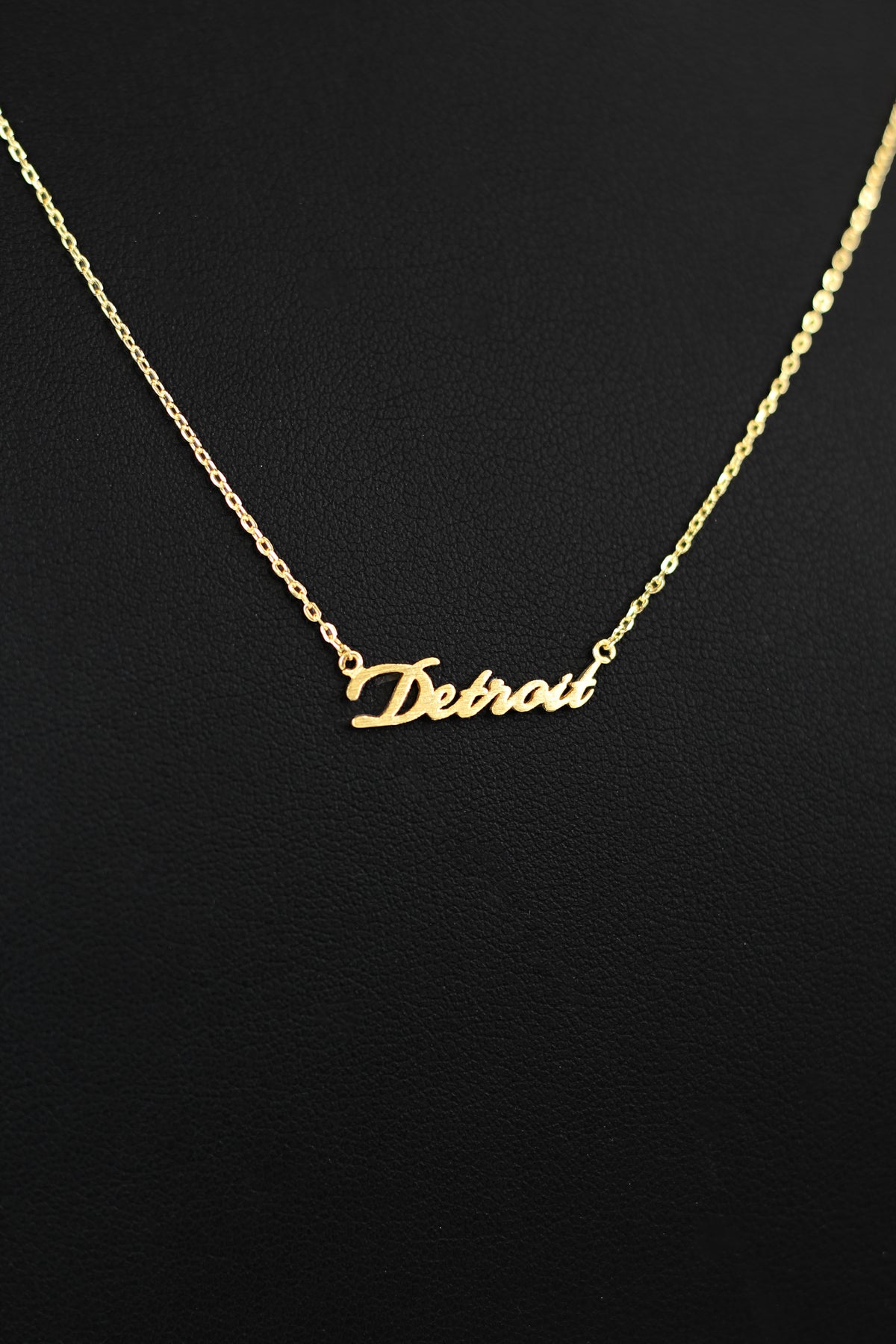 Detroit Script Dainty Chain Necklace