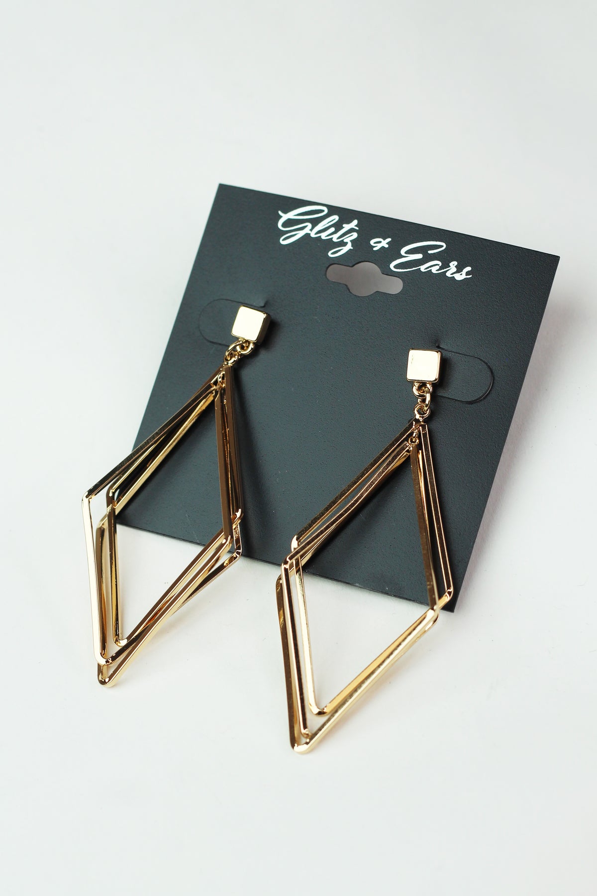 Art Deco 3 Dangling Open Parallelogram Earrings