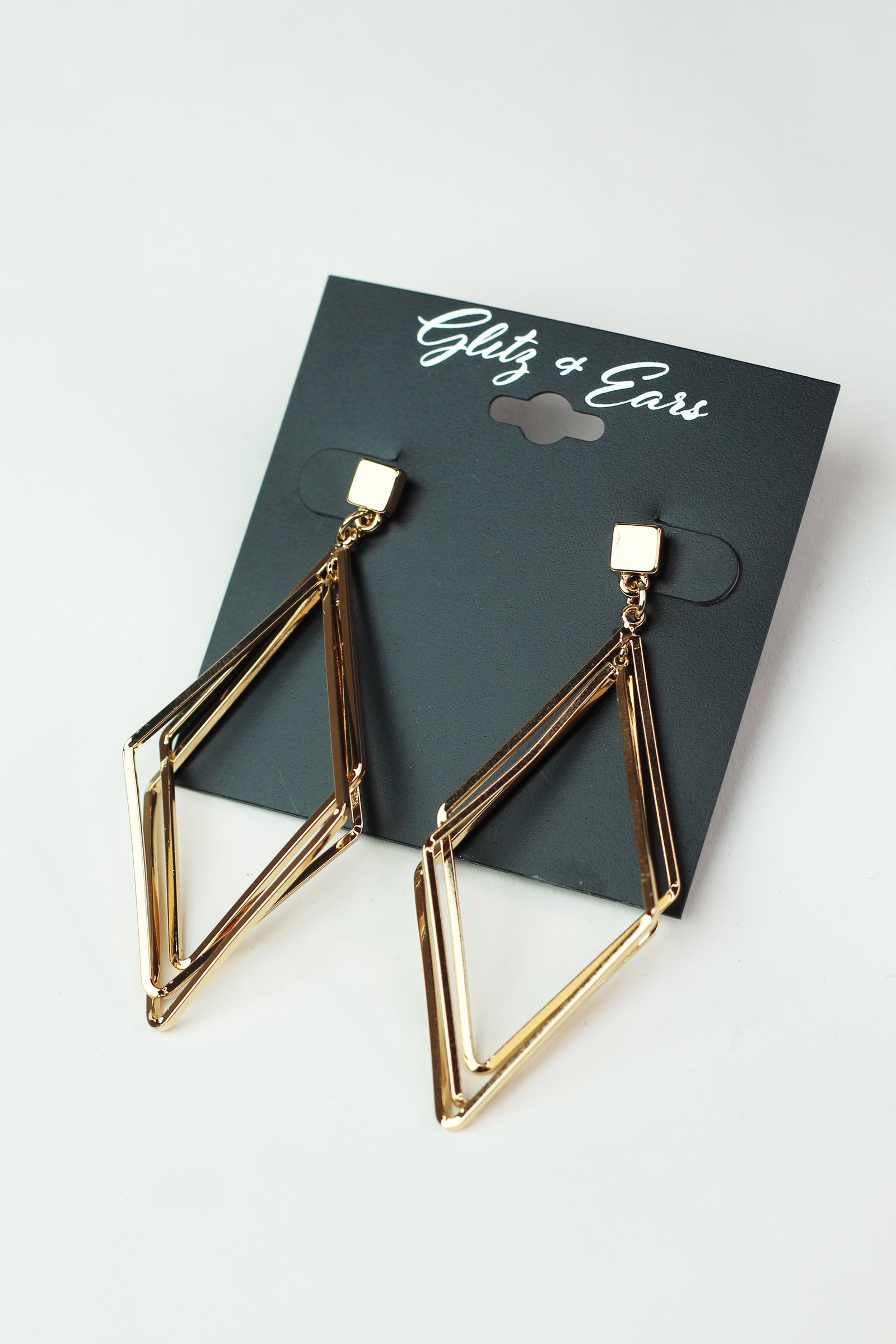 Art Deco 3 Dangling Open Parallelogram Earrings