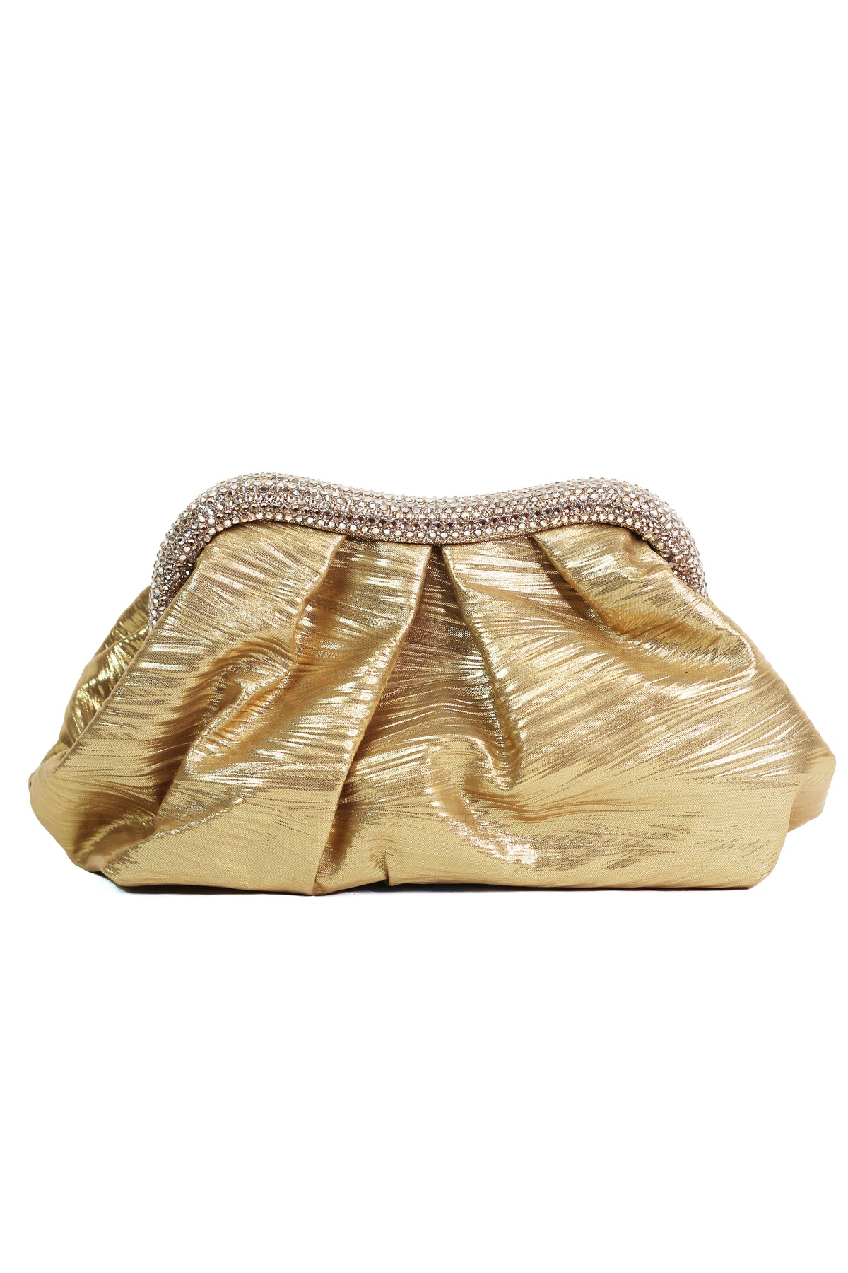 Metallic Rhinestone Push Close Clutch