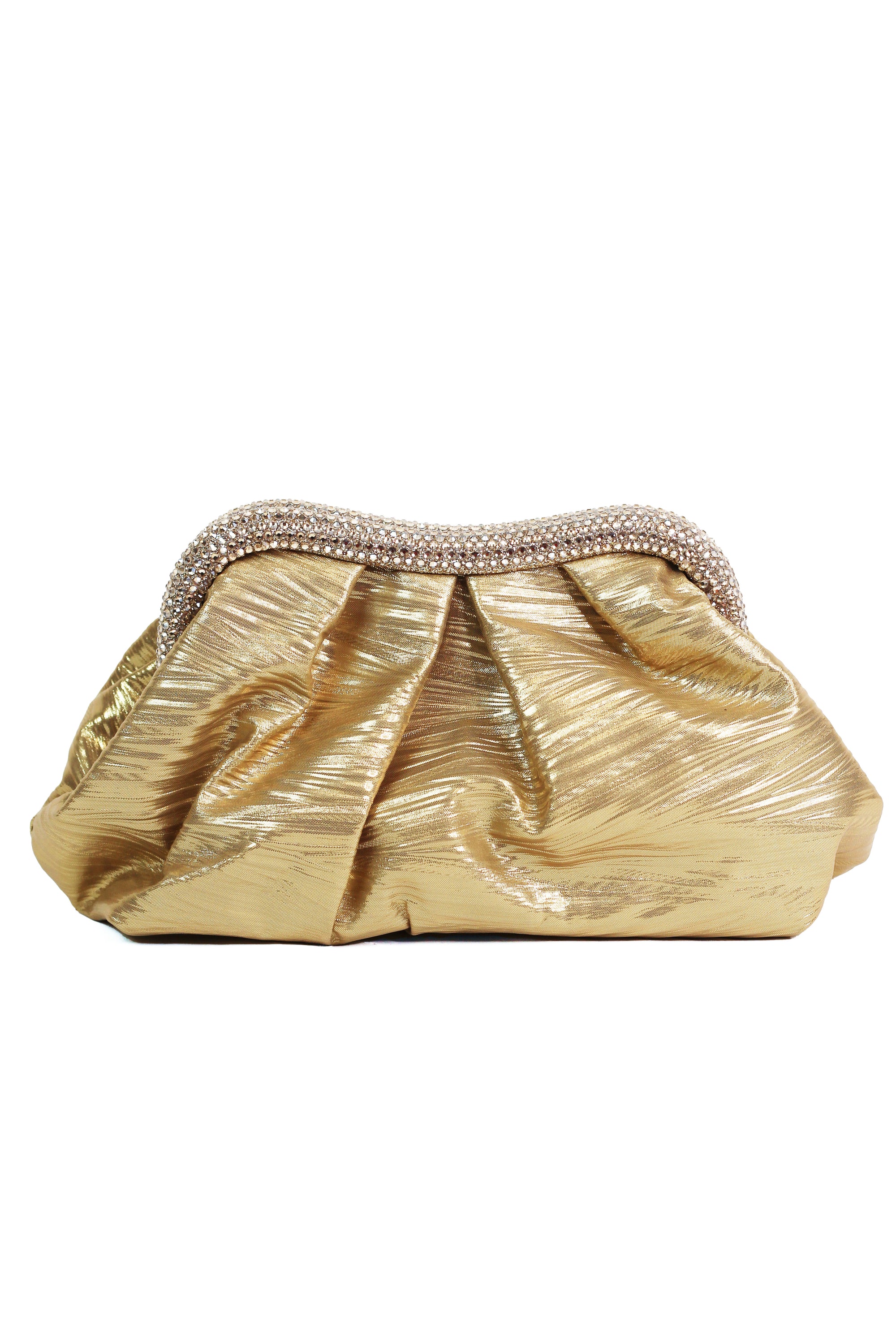 Metallic Rhinestone Push Close Clutch